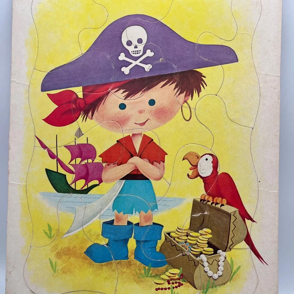Vintage 1967 Whitman Pirate Preschool Frame-Tray Puzzle 4525 Western Publishing